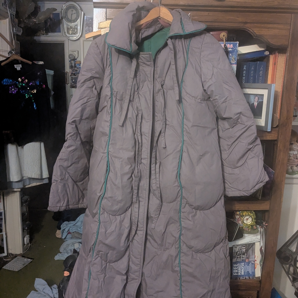 B&V Bros. Women's Purple Puffer Coat with Green Lining